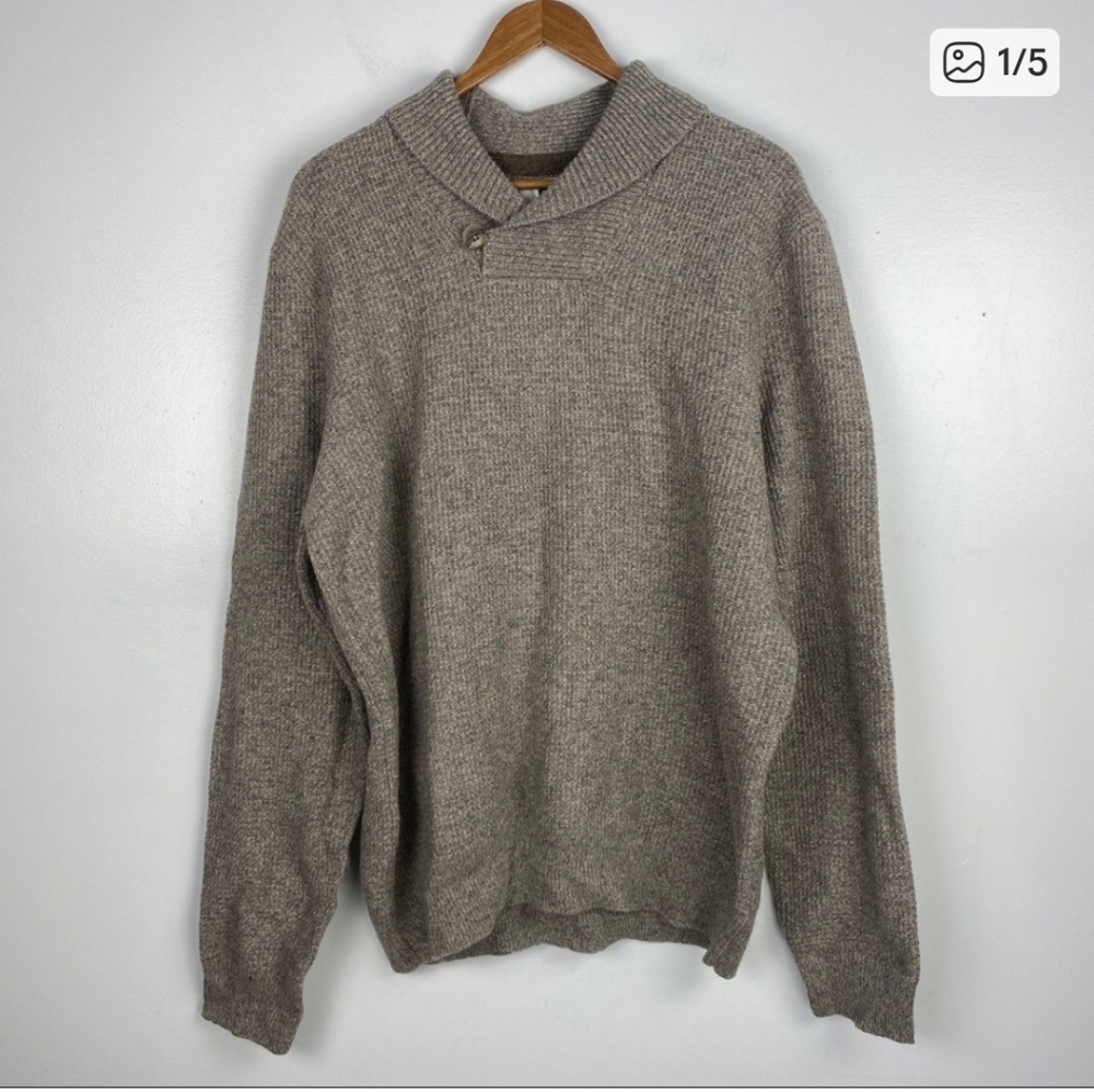 Joseph Abboud Men's Wool Blend Shawl Collar Sweater size Medium Light Brown●